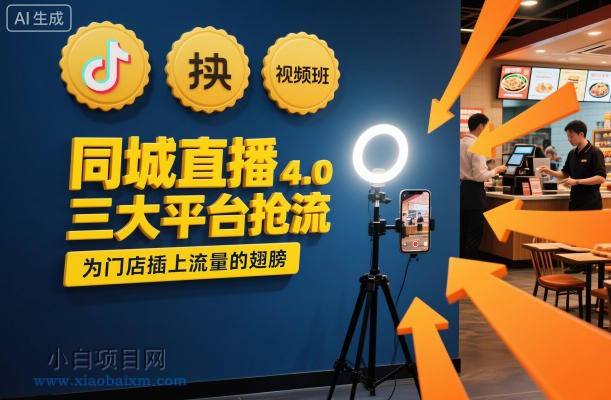 【匠心小白】同城直播实操班4.0，三大平台抢流，为门店插上流量的翅膀-小白项目分享网