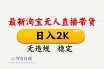 淘宝无人直播【最新】，独家技术，日入2K+，无违规无封号，可矩阵，长期稳定-小白项目分享网