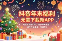 抖音年末福利，无需下载新APP，3元/单无上限，操作方法简单，市场巨大-小白项目分享网