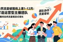 自然流量破圈线上课1-12月：打造运营型主播团队 直播间自然流量爆发式增长-小白项目分享网