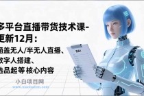平台直播带货技术课-更新12月：涵盖无人/半无人直播、数字人搭建、选品起号等核心内容-小白项目分享网