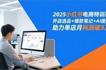2025小红书电商特训班，开店选品+爆款笔记+AI提效，助力单店月利润破3万-小白项目分享网