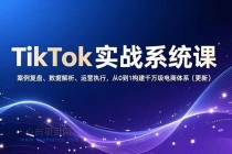 TikTok实战系统课，案例复盘、数据解析、运营执行，从0到1构建千万级电商体系（更新）-小白项目分享网