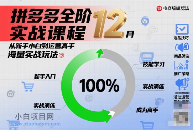 【匠心小白】拼多多全阶实战课程12月,从新手小白到运营高手,海量实战玩法