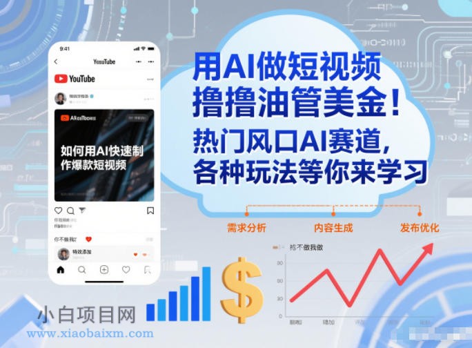 【匠心小白】用AI做短视频撸油管美金，热门风口AI赛道，你不做我做，各种玩法等你来学习-小白项目分享网