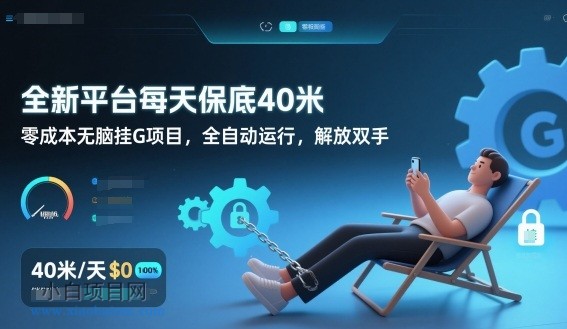 【匠心小白】全新平台每天保底40米，零成本无脑挂G项目，全自动运行，解放双手【揭秘】-小白项目分享网