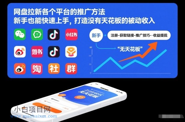 【匠心小白】网盘拉新各个平台的推广方法，新手也能快速上手，打造没有天花板的被动收入-小白项目分享网