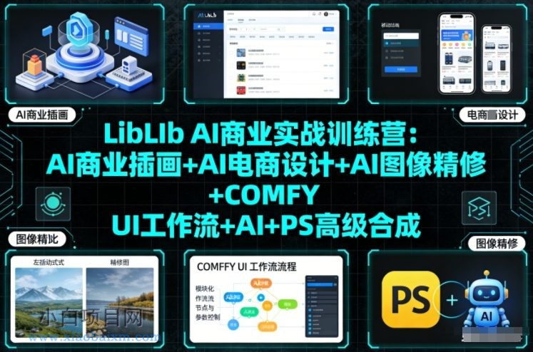 【匠心小白】LibLIb AI商业实战训练营：AI商业插画+AI电商设计+AI图像精修+COMFY UI工作流+AI+PS高级合成-小白项目分享网