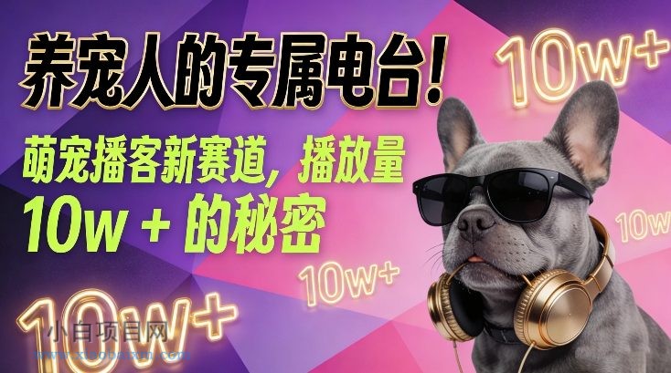 【匠心小白】养宠人的专属电台！萌宠播客新赛道，播放量10w+的秘密-小白项目分享网