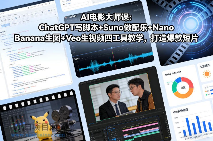 【匠心小白】AI电影大师课：ChatGPT写脚本+Suno做配乐+Nano Banana生图+Veo生视频，打造爆款短片-小白项目分享网