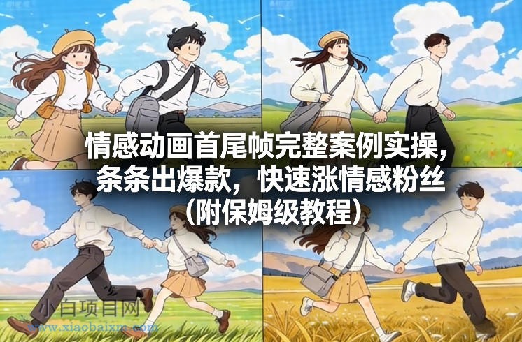 【匠心小白】情感动画首尾帧完整案例实操，条条出爆款，快速涨情感粉丝（附保姆级教程）-小白项目分享网
