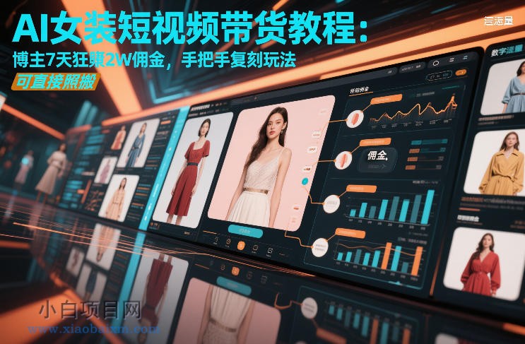 【匠心小白】AI女装短视频带货教程：博主7天狂賺2W佣金，手把手复刻玩法，可直接照搬-小白项目分享网
