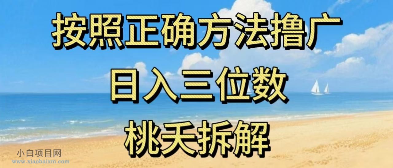 【匠心小白】最新零撸看广告賺米，按照正确方法撸广，日入三位数，适合学生宝妈上班族-小白项目分享网