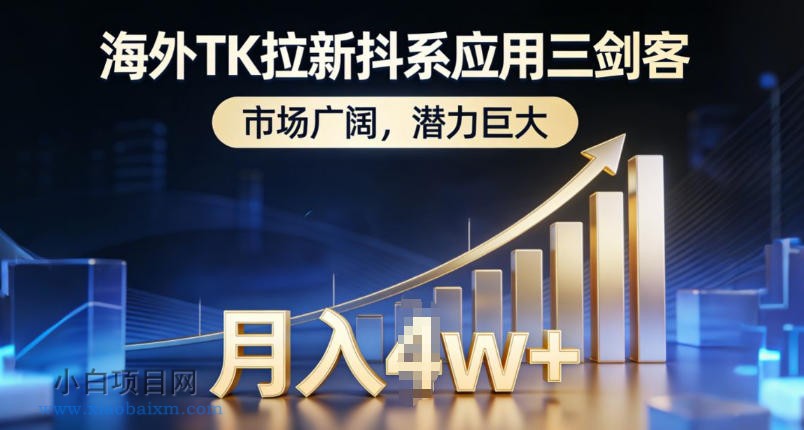 【匠心小白】海外TK拉新抖系应用三剑客，市场广阔，潜力巨大，月入1w+-小白项目分享网