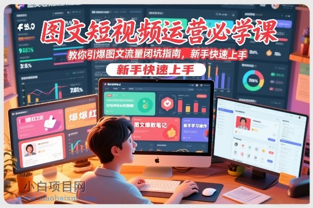 【匠心小白】图文短视频运营必学课，教你引爆图文流量闭坑指南，新手快速上手-小白项目分享网