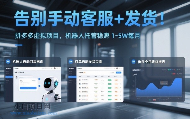 【匠心小白】告别手动客服+发货！拼多多虚拟项目，机器人托管稳賺1-5W每月【揭秘】-小白项目分享网