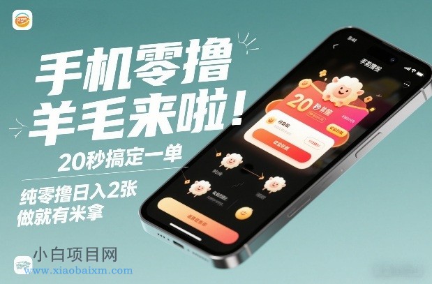 【匠心小白】手机零撸薅羊毛来啦！20秒搞定一单，纯零撸日入2张，做就有米拿【揭秘】-小白项目分享网