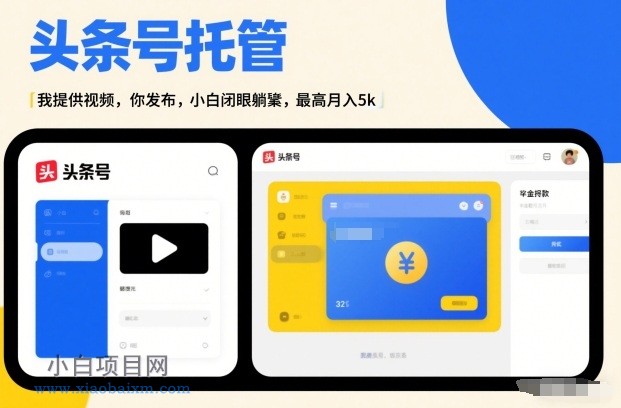 【匠心小白】头条号AI托管，我提供视频，你发布，小白闭眼躺賺，最高月入5k+【揭秘】-小白项目分享网