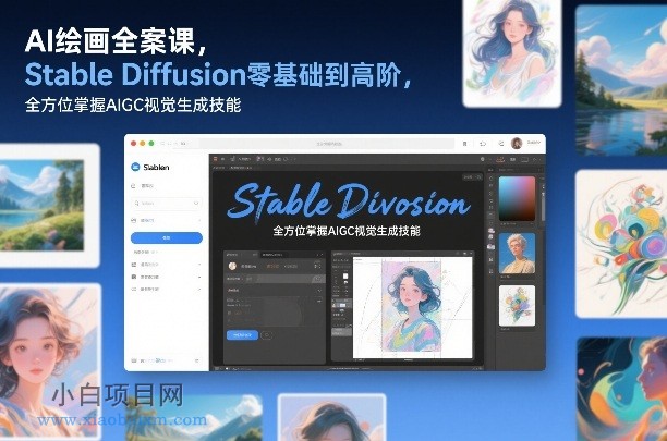 【匠心小白】AI绘画全案课，Stable Diffusion零基础到高阶，全方位掌握AIGC视觉生成技能-小白项目分享网