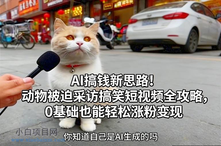 【匠心小白】AI搞钱新思路！动物被迫采访搞笑短视频全攻略，0基础也能轻松涨粉变现-小白项目分享网