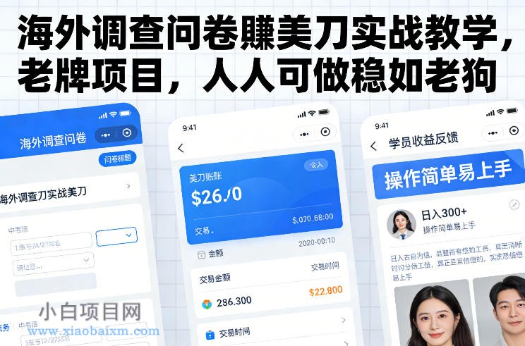 【匠心小白】海外调查问卷賺美刀实战教学，老牌项目，人人可做稳如老狗-小白项目分享网