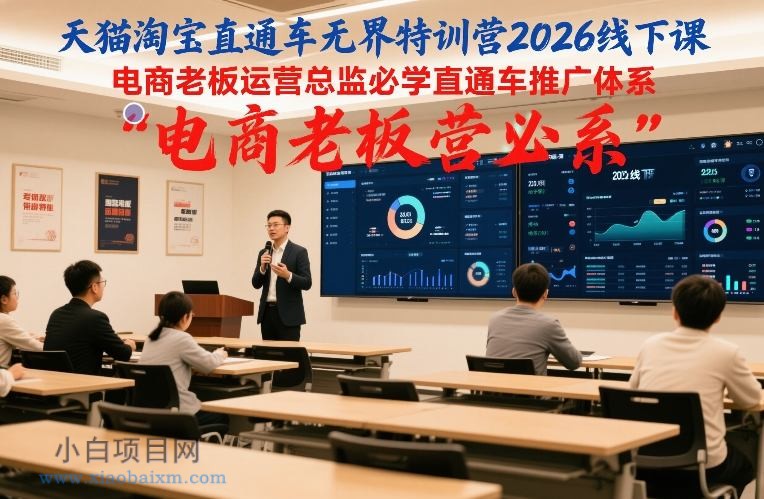 【匠心小白】天猫淘宝直通车无界特训营2026线下课，电商老板运营总监必学直通车推广体系-小白项目分享网