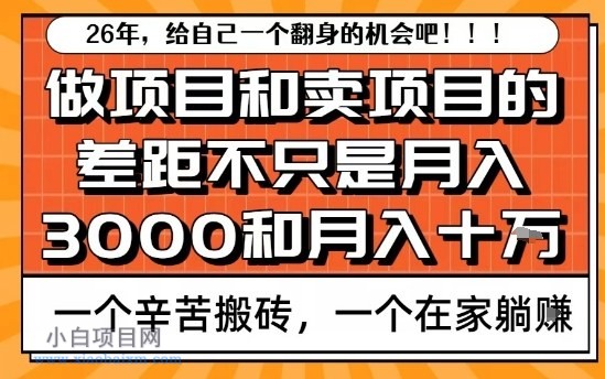 【匠心小白】为什么卖项目能轻松月入10个W，而做项目却真正賺不到什么钱？原因竟然是这个！【揭秘】-小白项目分享网