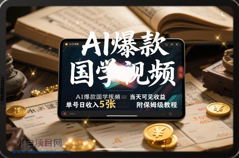 【匠心小白】AI爆款国学视频，独家起号方法，小白直接上手，当天可见收益，单号日收入5张+附保姆级教程-小白项目分享网