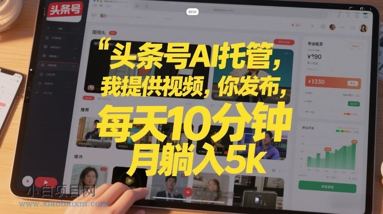 【匠心小白】头条号AI托管，我提供视频，你发布，每天10分钟，月躺入5k+【揭秘】-小白项目分享网