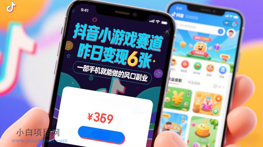 【匠心小白】抖音小游戏赛道，昨日变现600+，零基础一部手机就能做的风口副业【揭秘】-小白项目分享网