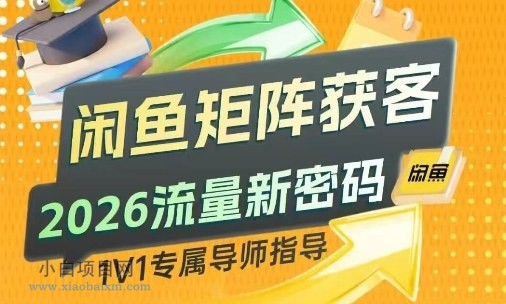 【匠心小白】闲鱼矩阵获客，2026流量新密码，只要闲鱼还在，你的行业就有无限精准的客源-小白项目分享网