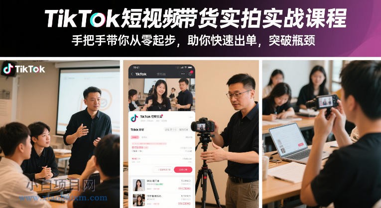 【匠心小白】TikTok短视频带货实拍实战课程，手把手带你从零起步，助你快速出单，突破瓶颈-小白项目分享网