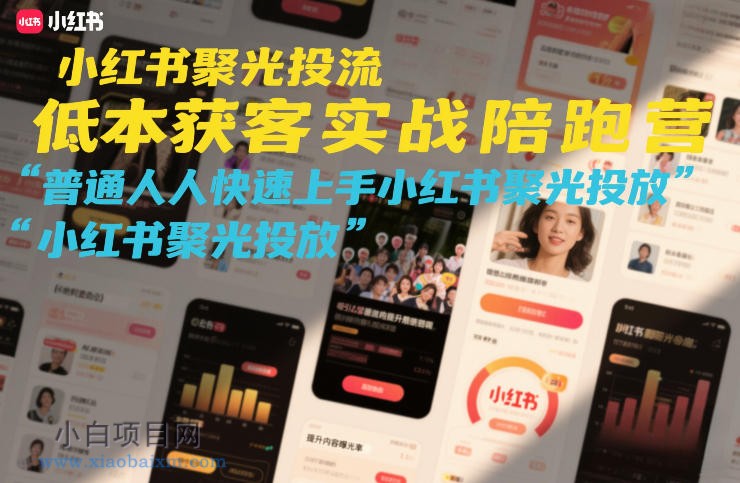 【匠心小白】小红书聚光投流低成本获客实战陪跑营，普通人快速上手小红书聚光投放-小白项目分享网