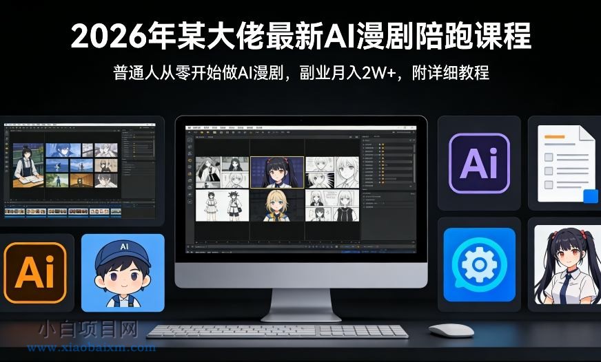 【匠心小白】26年某大佬最新Ai漫剧陪跑课程，普通人从零开始做AI漫剧，副业月入2W+-小白项目分享网