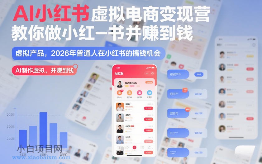 【匠心小白】AI小红书虚拟电商变现营，教你做小红书并賺到钱，虚拟产品，2026年普通人在小红书的搞钱机会（完结）-小白项目分享网