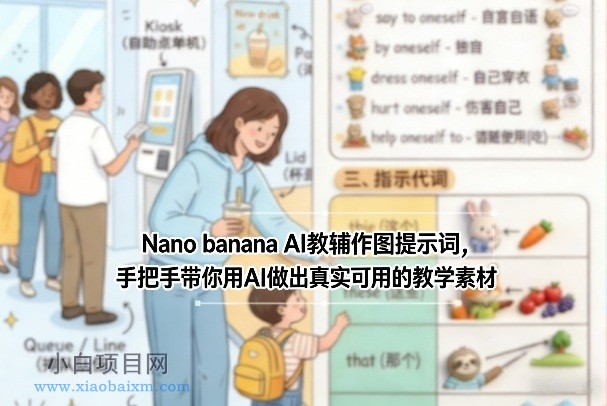 【匠心小白】Nano banana AI教辅作图提示词，手把手带你用AI做出真实可用的教学素材-小白项目分享网