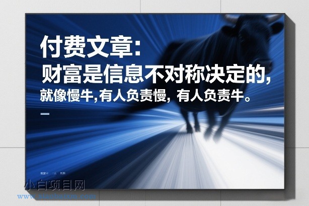 【匠心小白】付费文章：财富是信息不对称决定的，就像慢牛，有人负责慢，有人负责牛-小白项目分享网