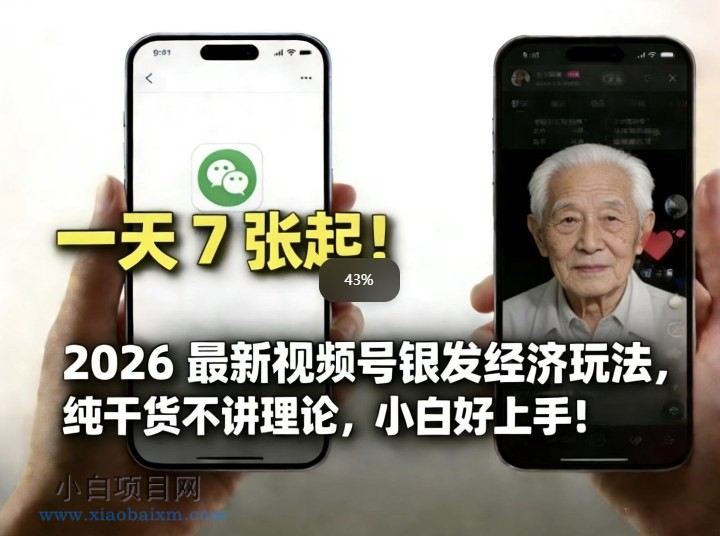 【匠心小白】2026最新视频号银发经济玩法，轻松每天7张起，小白也可做-小白项目分享网
