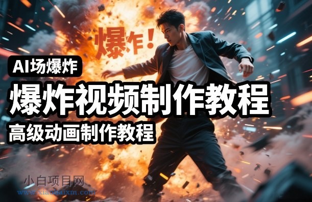 【匠心小白】AI场景爆炸视频制作教程，利用人物实拍视频制作出高级的动画特效-小白项目分享网