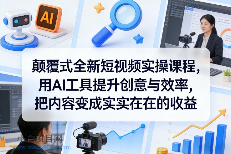 【匠心小白】颠覆式全新短视频实操课程，用AI工具提升创意与效率，把内容变成实实在在的收益-小白项目分享网