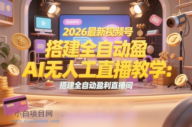 【匠心小白】2026最新视频号AI无人直播教学：搭建全自动盈利直播间，低成本开启副业变现-小白项目分享网