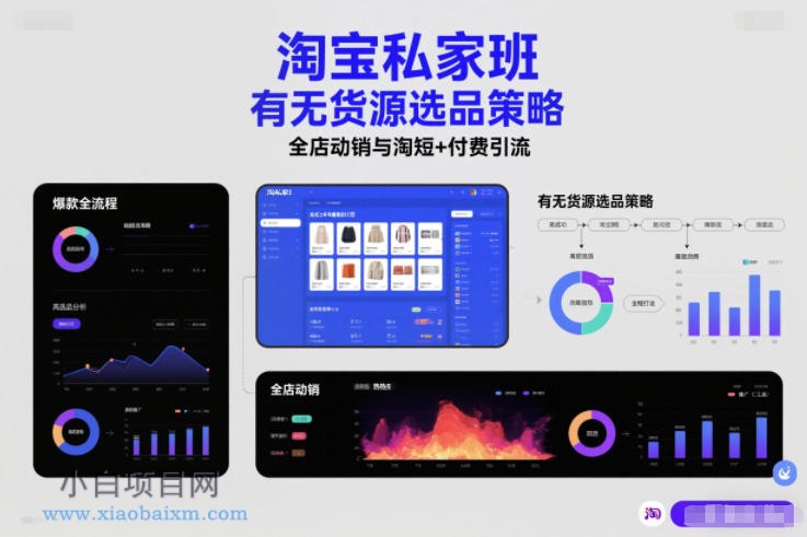 【匠心小白】淘宝私家班，有无货源选品策略，高成功率爆款全流程打法，全店动销与淘短+付费引流（更新2026）-小白项目分享网