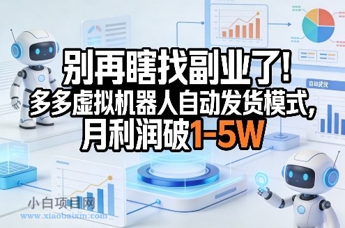 【匠心小白】别再瞎找副业了！多多虚拟机器人自动发货模式，月利润破1-5W【揭秘】-小白项目分享网
