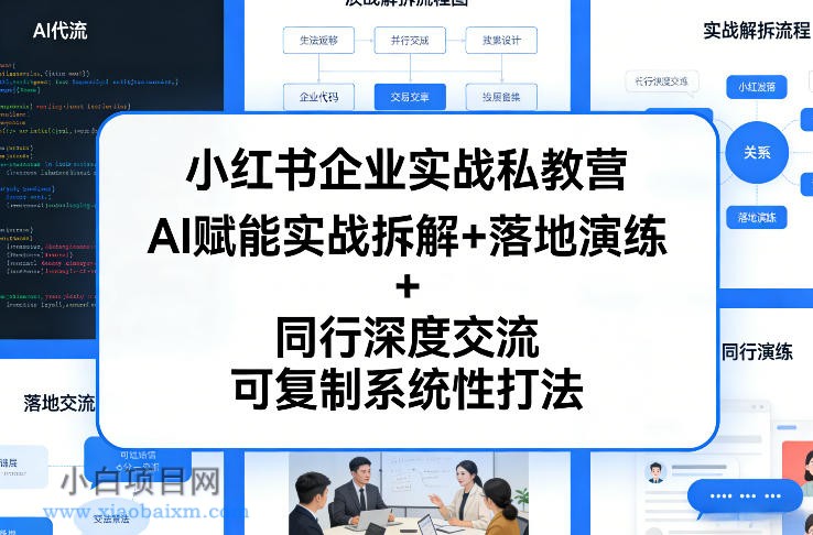 【匠心小白】小红书企业实战私教营，AI赋能实战拆解+落地演练+同行深度交流，可复制系统性打法-小白项目分享网
