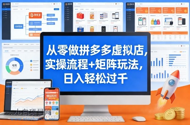【匠心小白】从零做拼多多虚拟店，实操流程+矩阵玩法，日入轻松过千【揭秘】-小白项目分享网