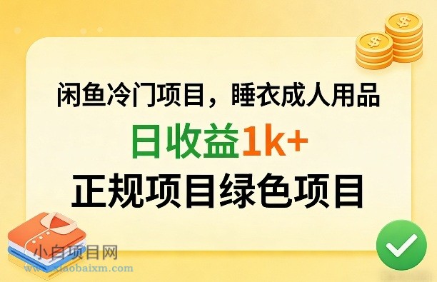 【匠心小白】闲鱼冷门项目，情趣内衣成人用品，日收益1k+，正规项目绿色项目-小白项目分享网