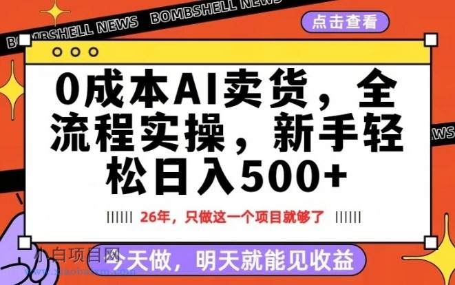 【匠心小白】0成本AI卖货，每天十几分钟，新手轻松日入500+，隔天就能见收益【揭秘】-小白项目分享网