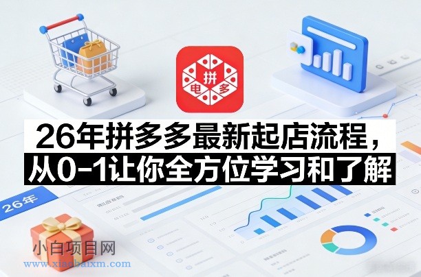 【匠心小白】26年拼多多最新起店流程，从0-1让你全方位学习和了解-小白项目分享网