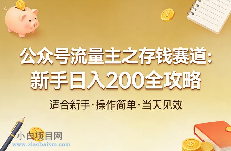 【匠心小白】公众号流量主之存钱赛道，贴合当下需求，适合新手，一天收益2张-小白项目分享网