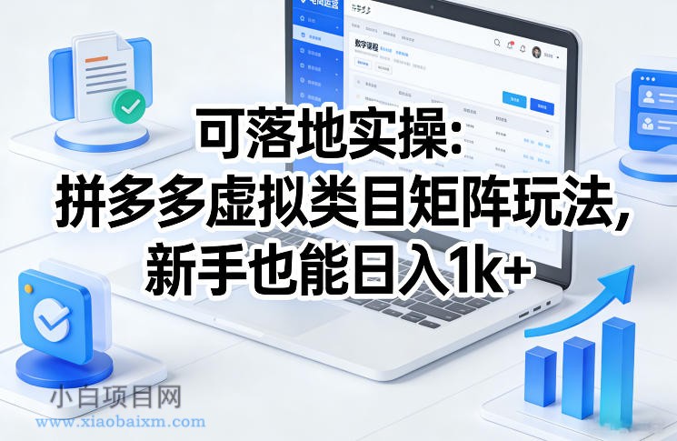 【匠心小白】可落地实操：拼多多虚拟类目矩阵玩法，新手也能日入1k+【揭秘】-小白项目分享网